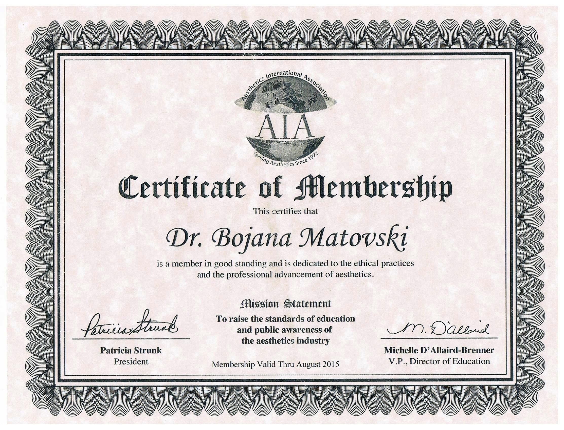 Certificatye of Membership AIA 